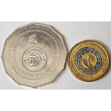 AUSTRALIA 2016 . FIFTY 50 CENTS and 2020 . TWO 2 DOLLARS COINS